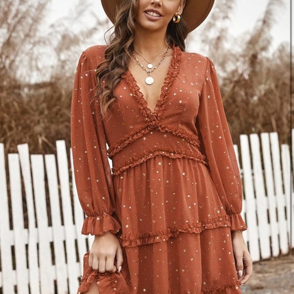 Cosmic Star Ruffle Open Back Mini Dress - Picture 5 of 13